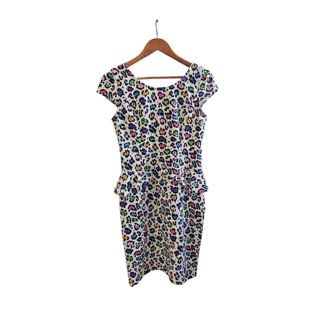 Betsey Johnson Purr-ty Animal Dress Here Kitty Kitty Ivory Multi Size 6 - Picture 3 of 7